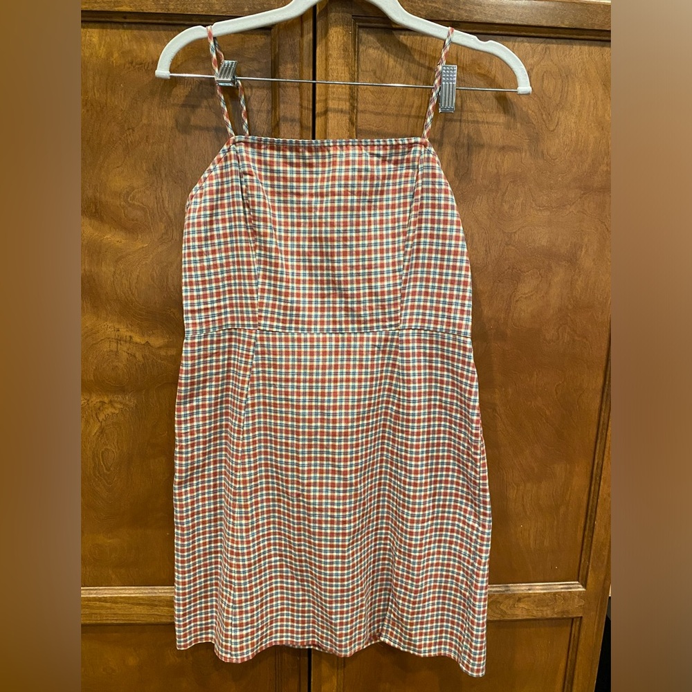 Tilly's Rust Plaid Knee-Length Sundress - Size L